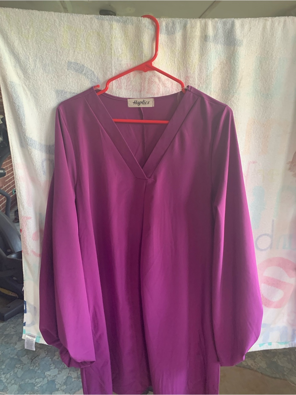 Women's Magenta V-Neck 3/4 to long sleeve dress-Washed, never worn